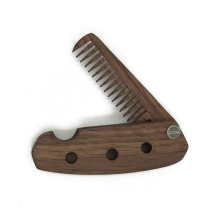 FQ marca de alta calidad saludable logotipo personalizado madera barba peine dos manija plegable bolsillo peine